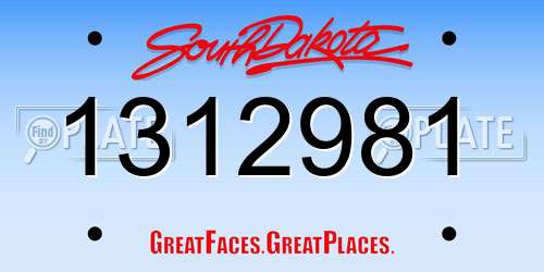1312981 South Dakota License Plate