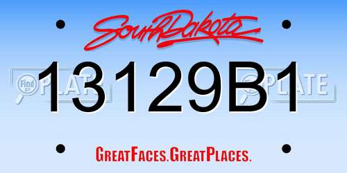 13129B1 South Dakota License Plate