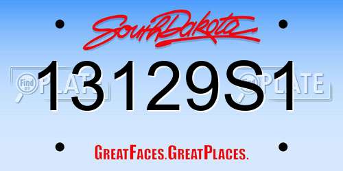 13129S1 South Dakota License Plate