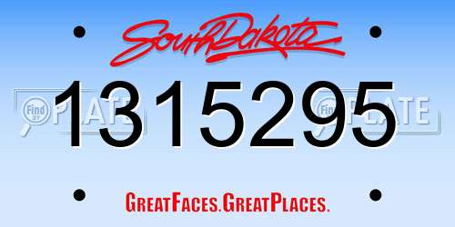 1315295 South Dakota License Plate