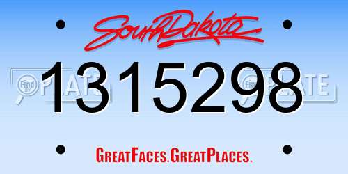 1315298 South Dakota License Plate