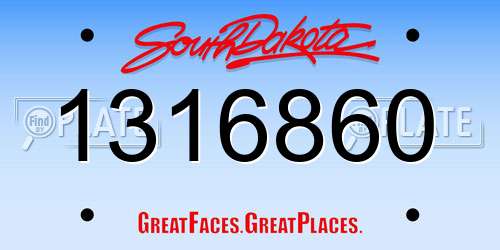 1316860 South Dakota License Plate