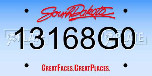 13168G0 South Dakota License Plate