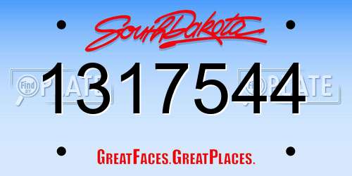 1317544 South Dakota License Plate
