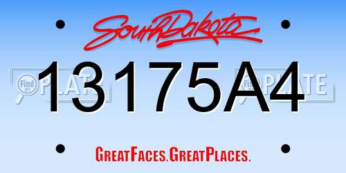 13175A4 South Dakota License Plate