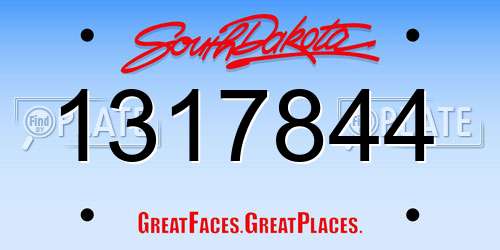 1317844 South Dakota License Plate