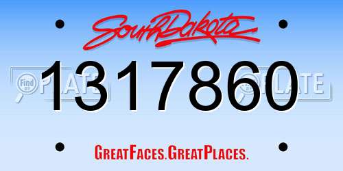 1317860 South Dakota License Plate