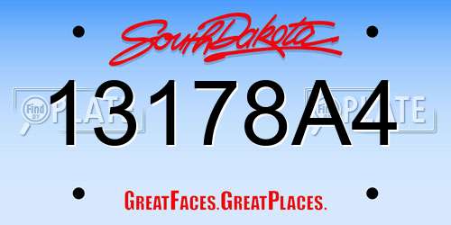 13178A4 South Dakota License Plate