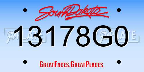 13178G0 South Dakota License Plate
