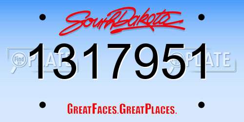 1317951 South Dakota License Plate