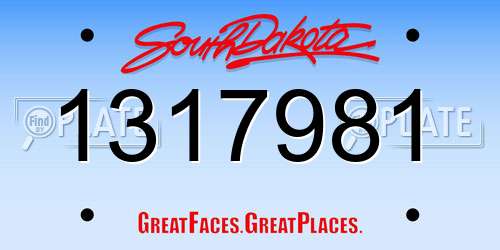 1317981 South Dakota License Plate