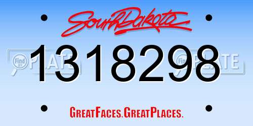 1318298 South Dakota License Plate