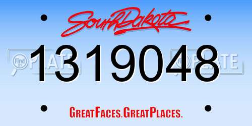 1319048 South Dakota License Plate