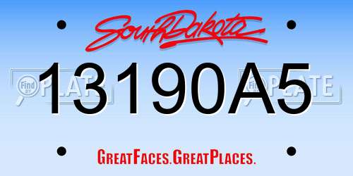 13190A5 South Dakota License Plate