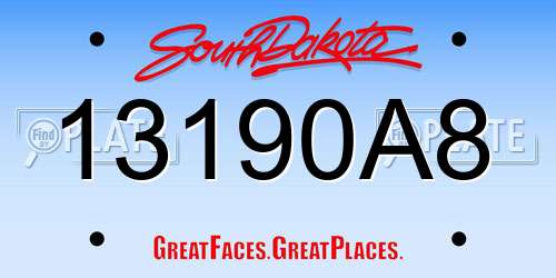 13190A8 South Dakota License Plate