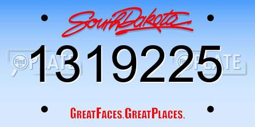 1319225 South Dakota License Plate