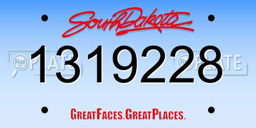 1319228 South Dakota License Plate