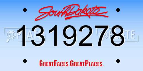 1319278 South Dakota License Plate