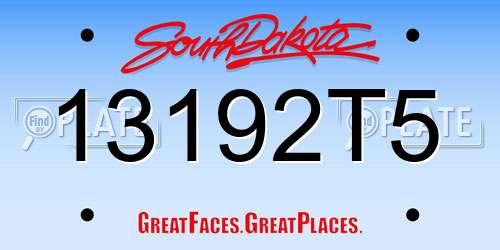 13192T5 South Dakota License Plate