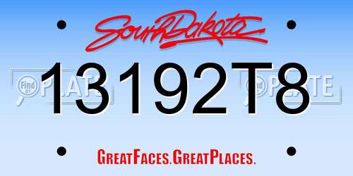 13192T8 South Dakota License Plate