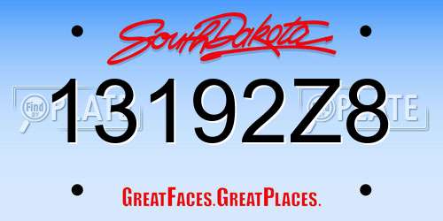13192Z8 South Dakota License Plate