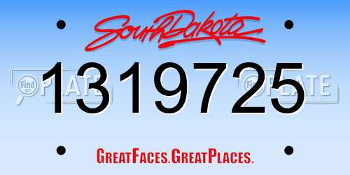 1319725 South Dakota License Plate