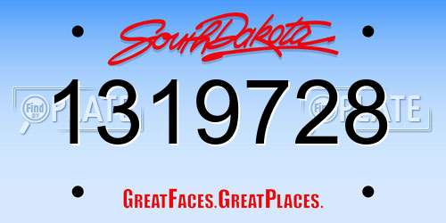 1319728 South Dakota License Plate