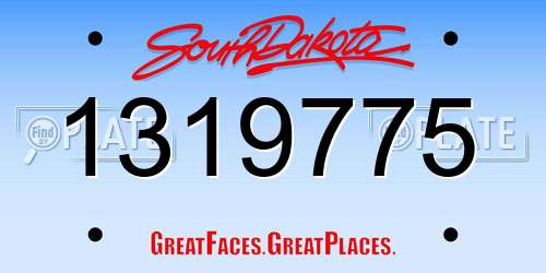 1319775 South Dakota License Plate