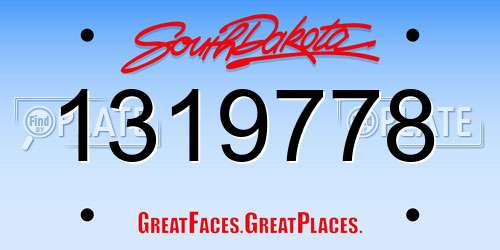 1319778 South Dakota License Plate