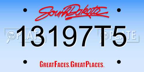 13197T5 South Dakota License Plate