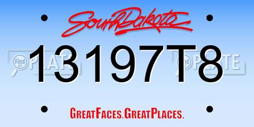 13197T8 South Dakota License Plate