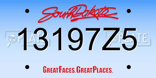 13197Z5 South Dakota License Plate