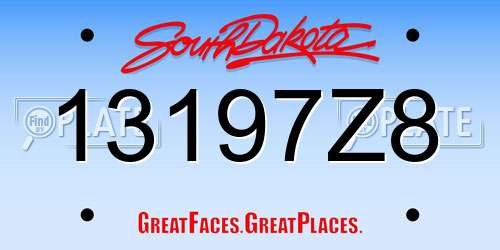13197Z8 South Dakota License Plate