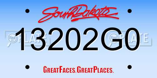 13202G0 South Dakota License Plate