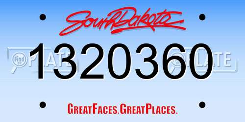 1320360 South Dakota License Plate