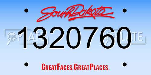 1320760 South Dakota License Plate
