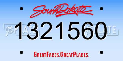 1321560 South Dakota License Plate