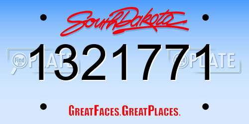 1321771 South Dakota License Plate