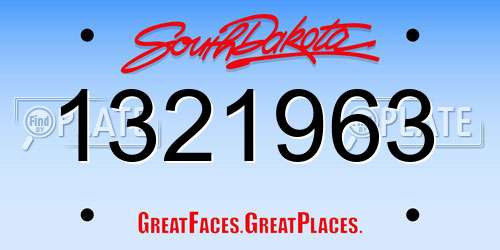 1321963 South Dakota License Plate