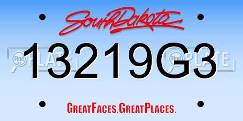 13219G3 South Dakota License Plate