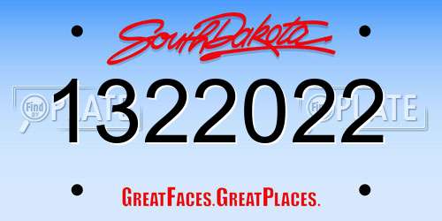 1322022 South Dakota License Plate