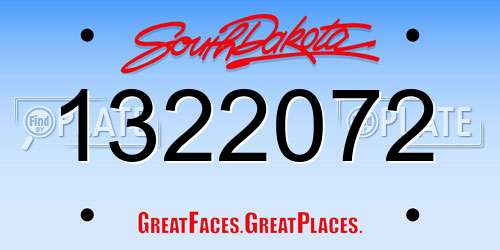 1322072 South Dakota License Plate