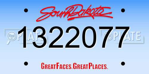 1322077 South Dakota License Plate