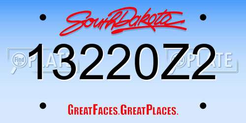 13220Z2 South Dakota License Plate