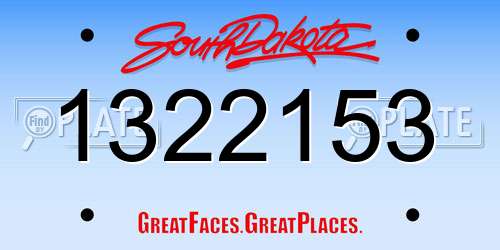 1322153 South Dakota License Plate
