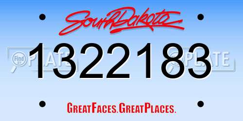 1322183 South Dakota License Plate