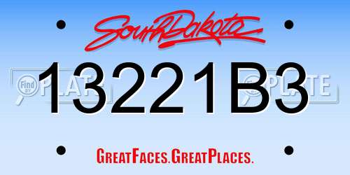 13221B3 South Dakota License Plate