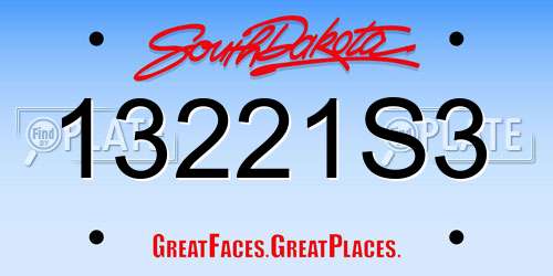 13221S3 South Dakota License Plate