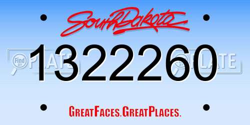 1322260 South Dakota License Plate