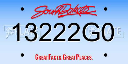 13222G0 South Dakota License Plate